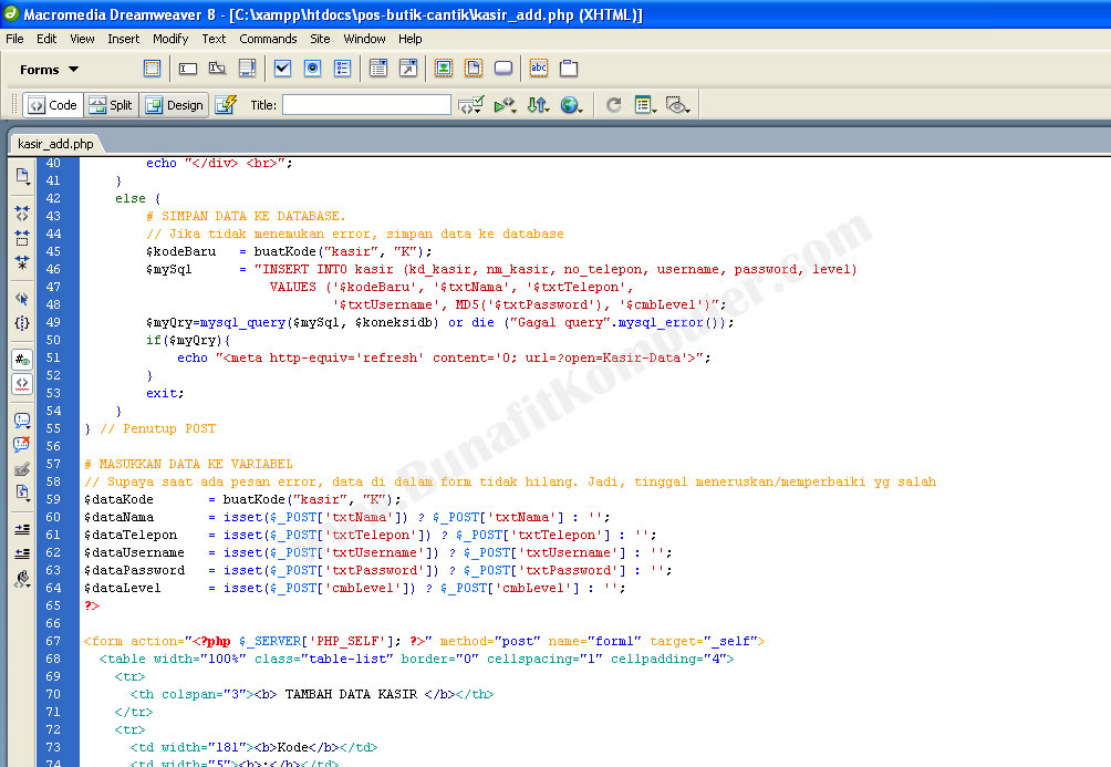 contoh program kasir dengan php mysql